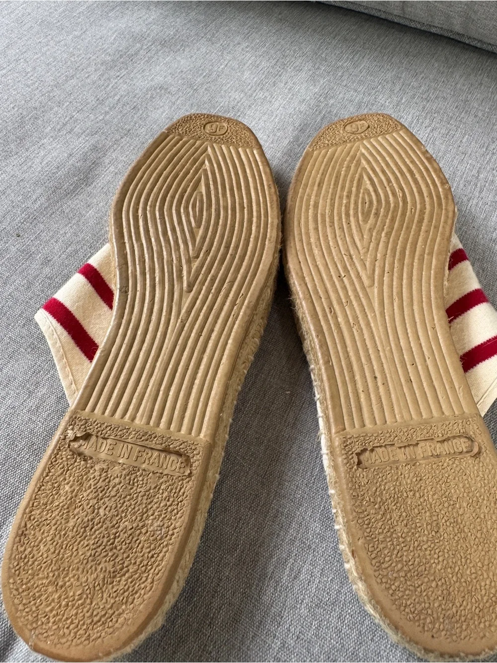 Saks Fifth Avenue Red & Cream Striped Espadrille Slip-On